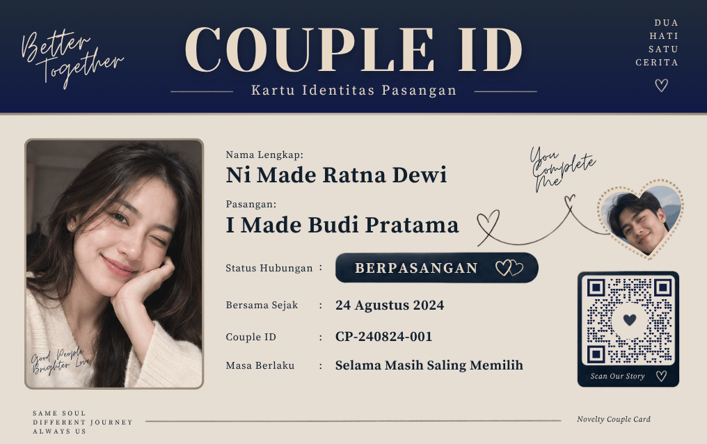 Contoh kartu Couple ID tema navy