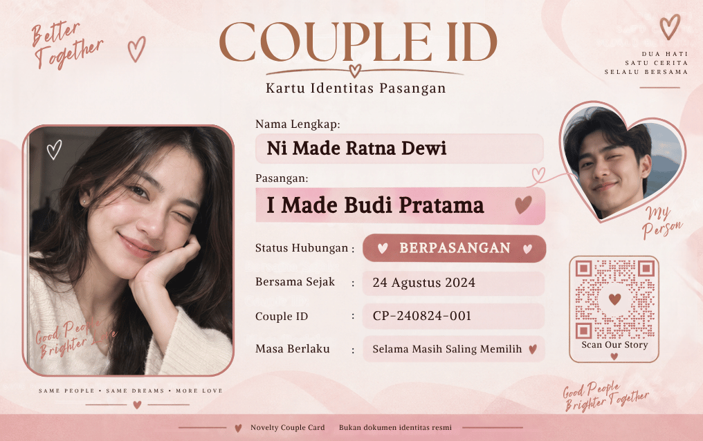 Contoh kartu Couple ID tema pink